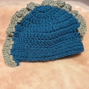 Cozy Blue and Gray Dinosaur Knit Hat for Kids